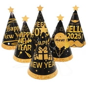 Fovewise 6pcs Happy New Year Party Hats Paper Cone Hats 2025 New Years Eve Party Hats Headbands Tiaras For Count Down Party Supplies